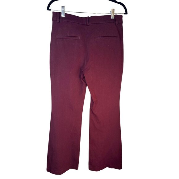 2/$30 Loft The Sutton Flare Pants Size 6 Burgundy Cotton Blend - Picture 3 of 16
